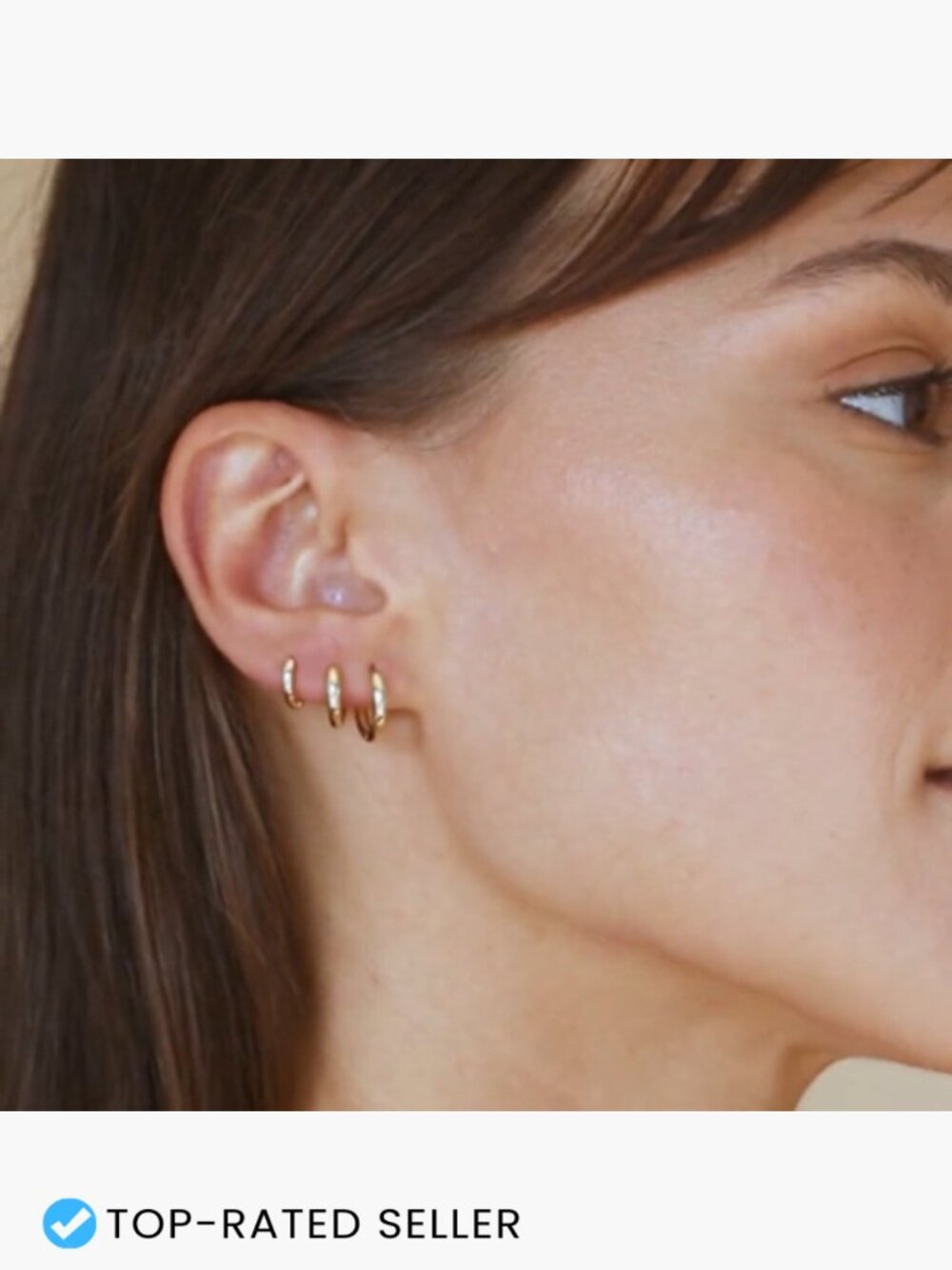 Small Gold Huggie Hoop Earrings Set Hypoallergenic Stacking Multiple Piercings - Picture 7 of 7